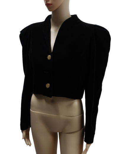 Veste noire en velour à épaulettes - M/L