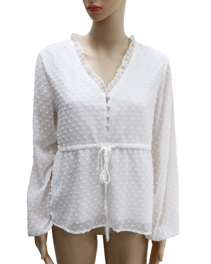 Chemisier blanc à pois texturée - Shein - S