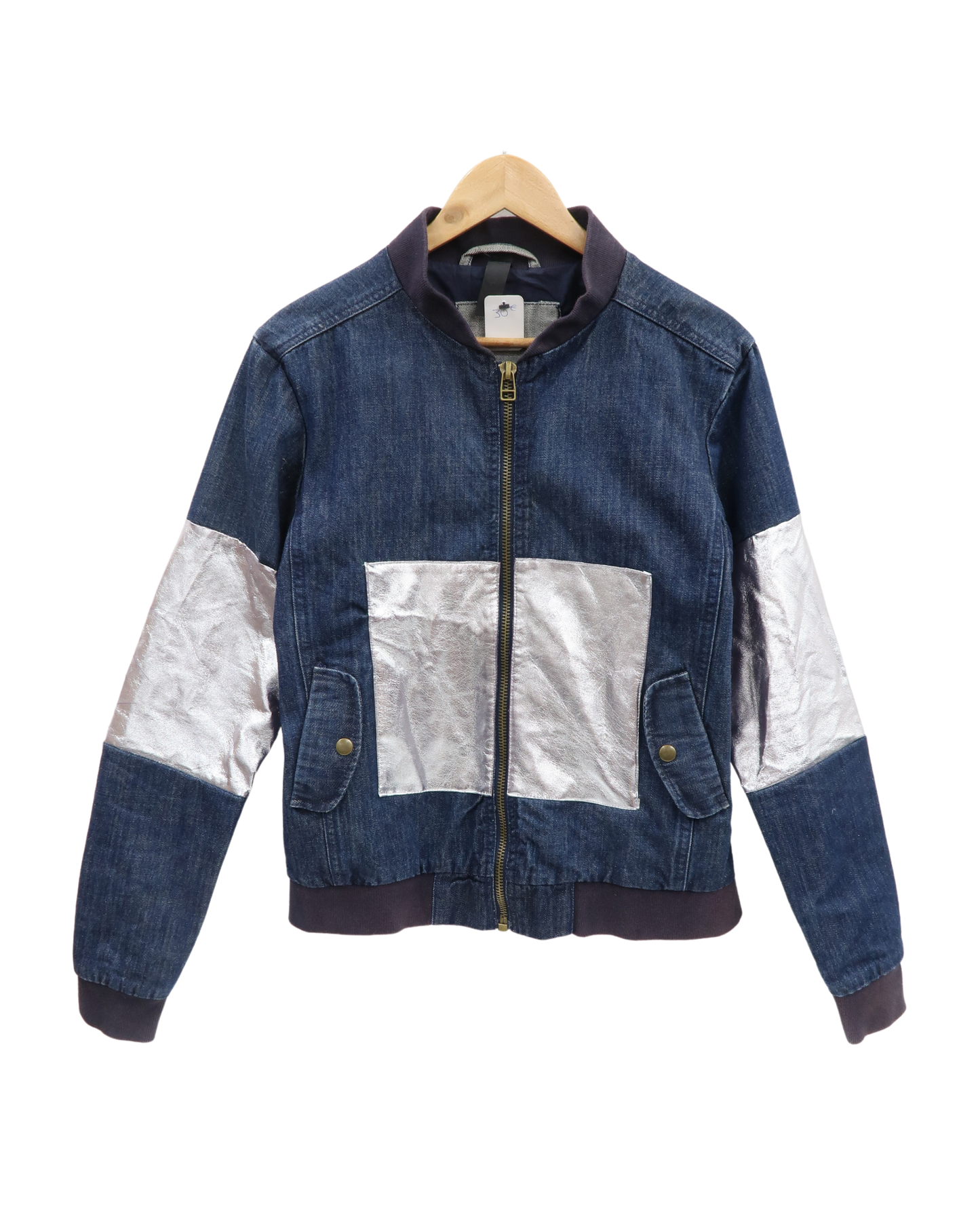Veste en jean à détails futuristes argentés - M