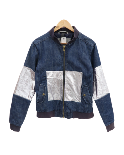 Veste en jean à détails futuristes argentés - M