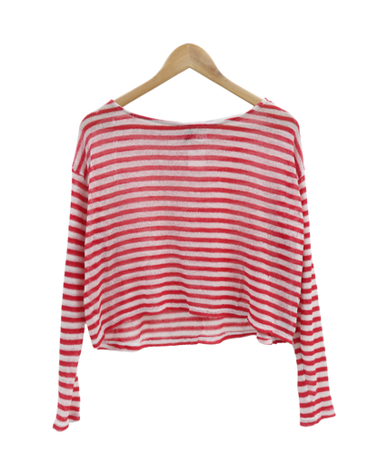Haut marinière rouge & blanc à manches longues - H&M - M