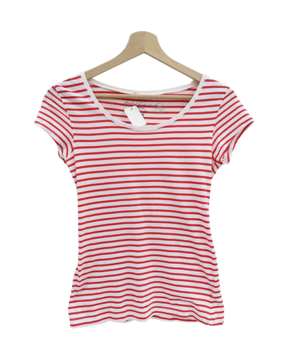 T-shirt marinière rouge & blanc - H&M - XS