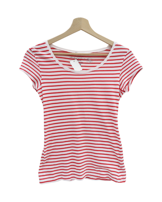 T-shirt marinière rouge & blanc - H&M - XS