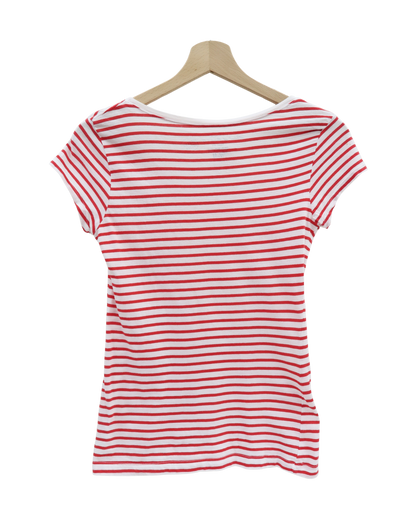 T-shirt marinière rouge & blanc - H&M - XS