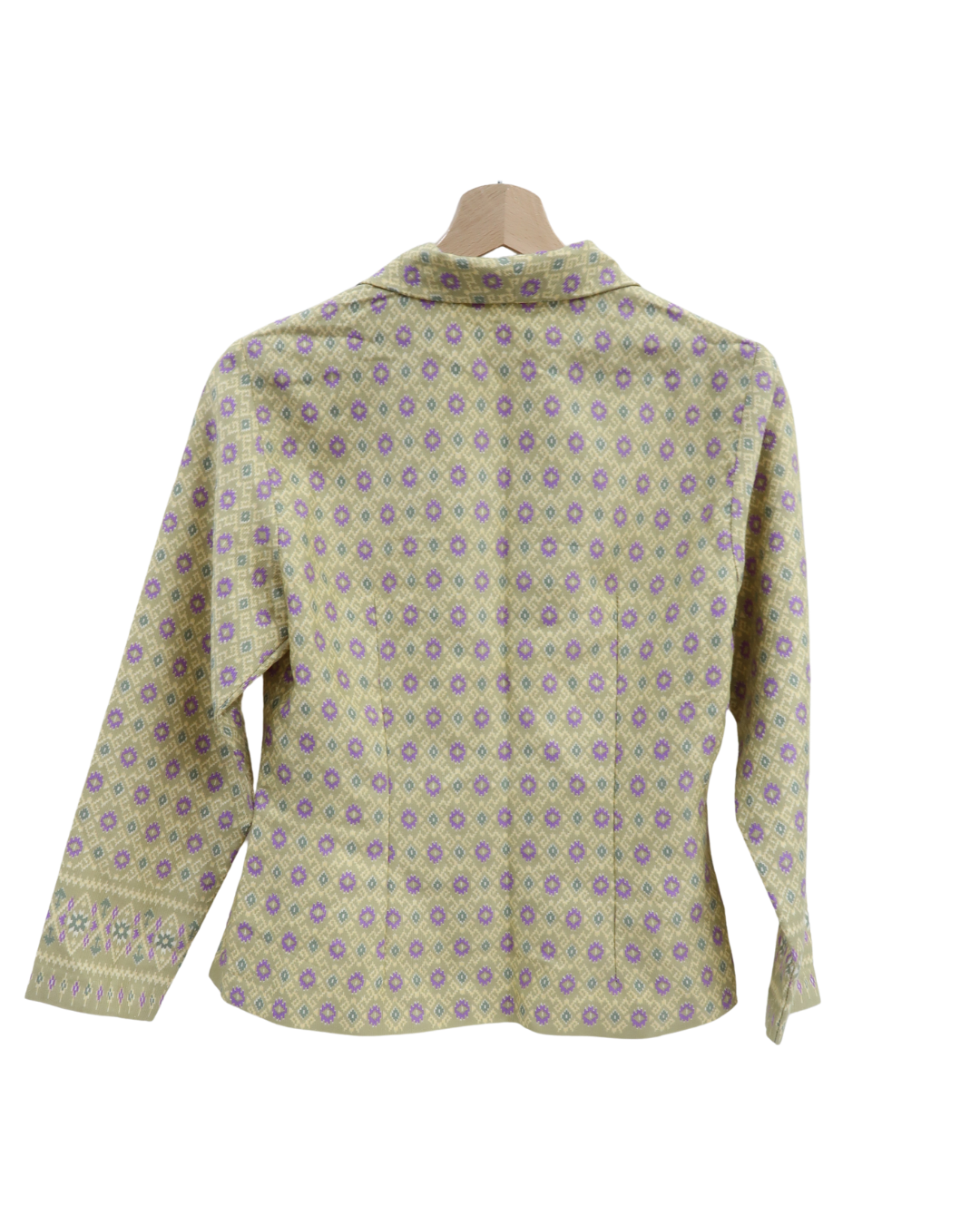 Haut vintage vert clair à petits motifs violet - S