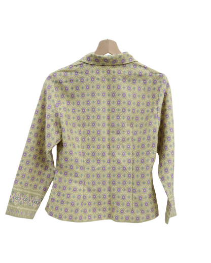 Haut vintage vert clair à petits motifs violet - S