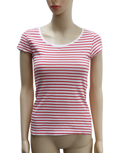 T-shirt marinière rouge & blanc - H&M - XS