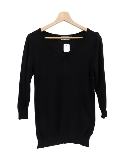 Pull noir col en V - Kwoman - S