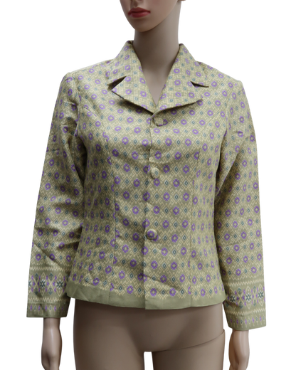 Haut vintage vert clair à petits motifs violet - S
