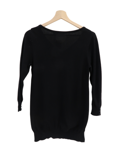 Pull noir col en V - Kwoman - S
