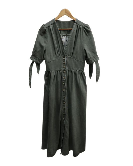 Robe longue en jean gris - M