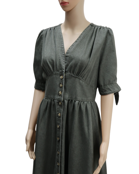 Robe longue en jean gris - M