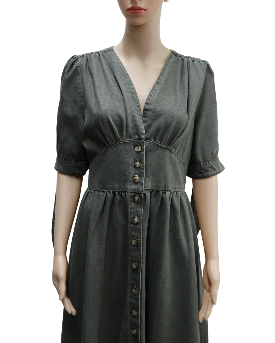 Robe longue en jean gris - M