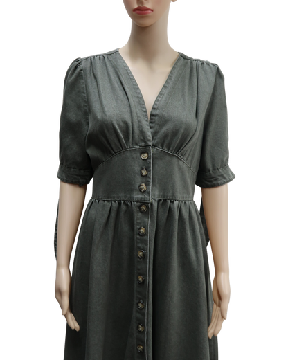 Robe longue en jean gris - M