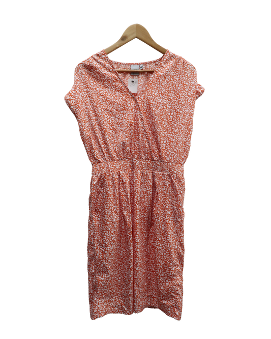 Robe orange à fleurs blanches - Ichi - S