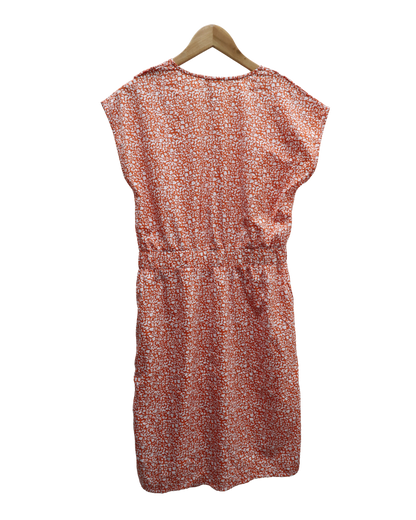 Robe orange à fleurs blanches - Ichi - S