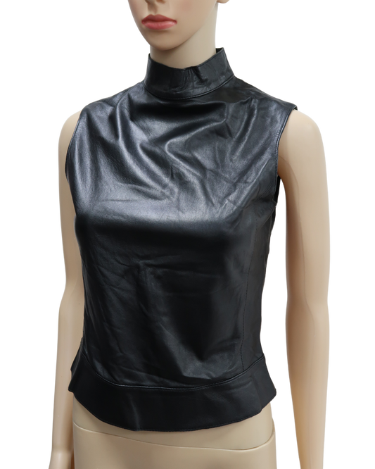 Haut sans manches noir en cuir - Hache - M