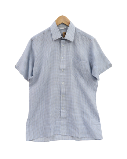 Chemise à manches courtes quadrillée bleue & noire - S