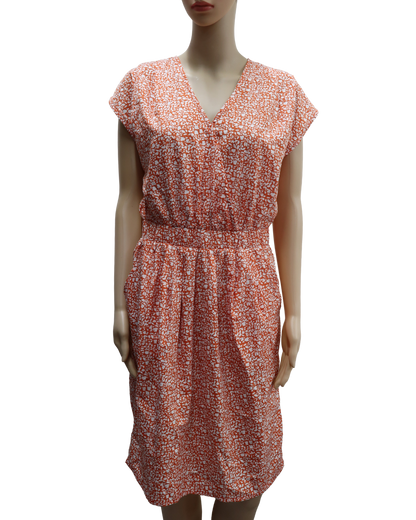 Robe orange à fleurs blanches - Ichi - S