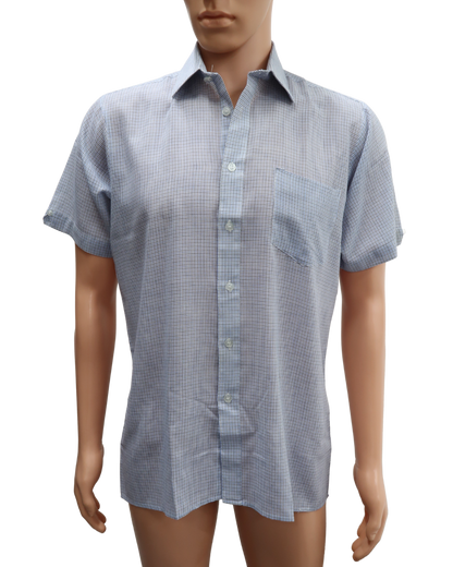 Chemise à manches courtes quadrillée bleue & noire - S