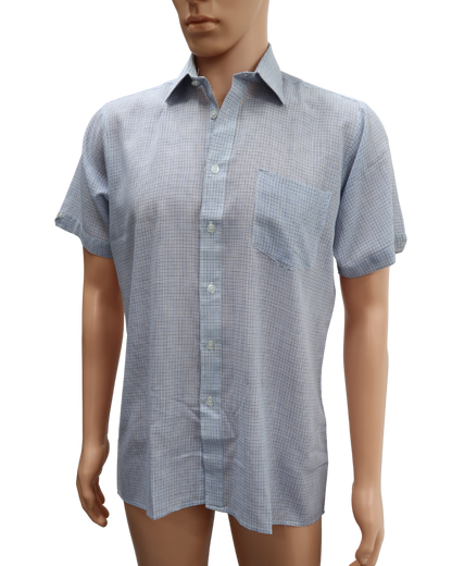 Chemise à manches courtes quadrillée bleue & noire - S