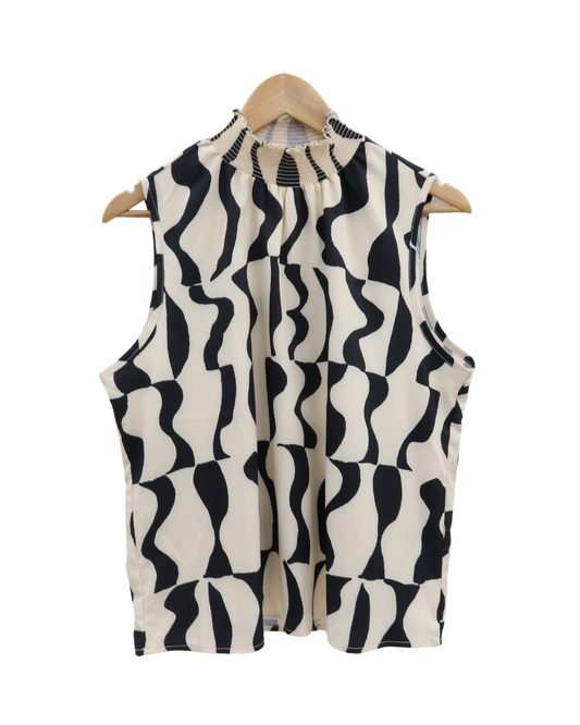 Haut sans manches beige et noir - Shein - XL