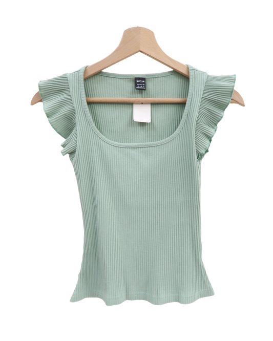 Haut vert menthe à volants - Shein - XS