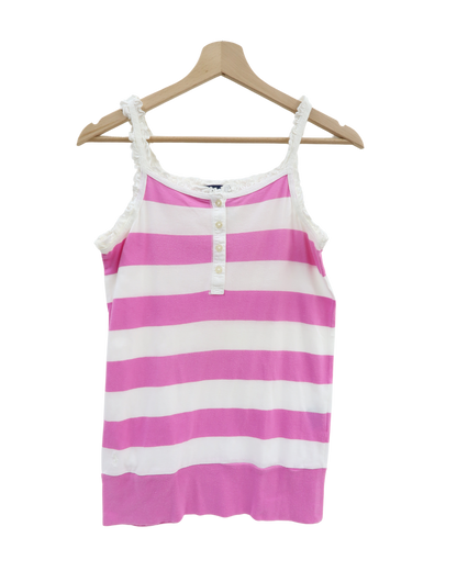 Débardeur à rayures blanc & rose - Ralph Lauren - XL