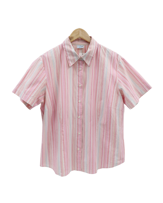 Chemise à manches courtes rayée - M&S - L