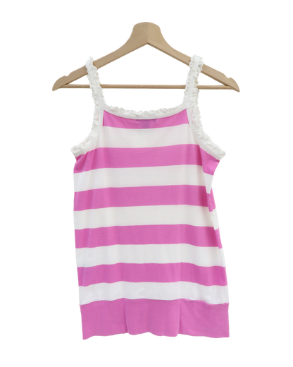 Débardeur à rayures blanc & rose - Ralph Lauren - XL