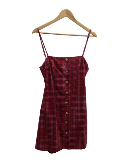 Robe rouge à carreaux nouée au dos - Zo - M