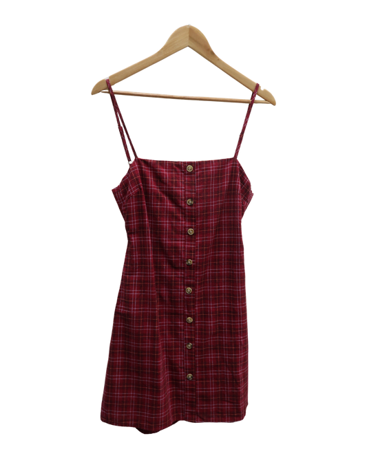 Robe rouge à carreaux nouée au dos - Zo - M