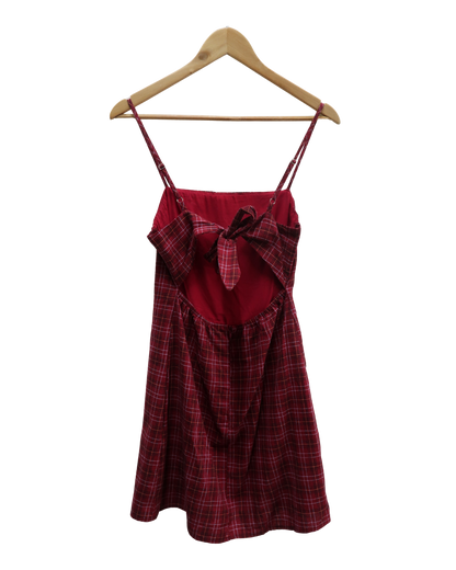 Robe rouge à carreaux nouée au dos - Zo - M
