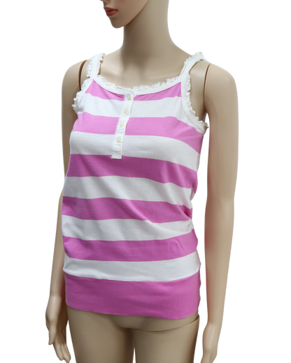 Débardeur à rayures blanc & rose - Ralph Lauren - XL