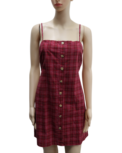 Robe rouge à carreaux nouée au dos - Zo - M