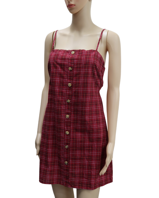 Robe rouge à carreaux nouée au dos - Zo - M