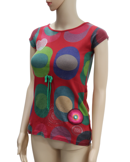 T-shirt rouge à motifs Y2K - Desigual - XS