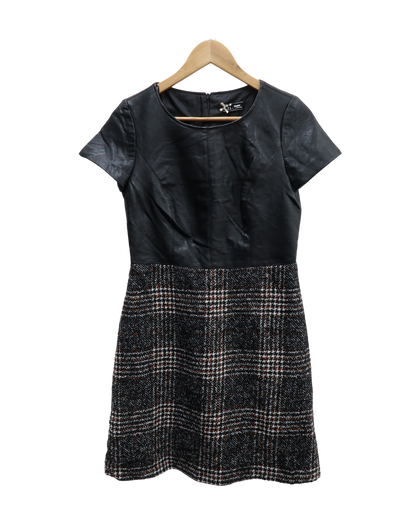Robe à manches courtes en cuir et en laine - Sinéquanone - L