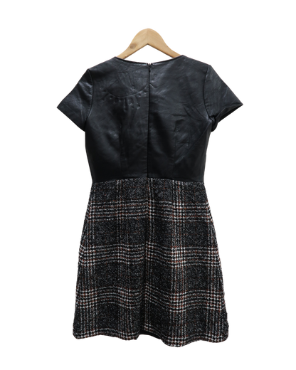Robe à manches courtes en cuir et en laine - Sinéquanone - L