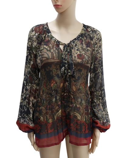 Haut crépon fleurie vintage - Seventy - M