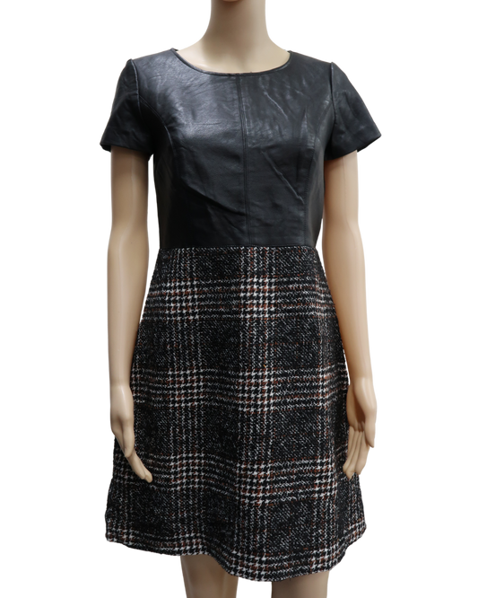 Robe à manches courtes en cuir et en laine - Sinéquanone - L