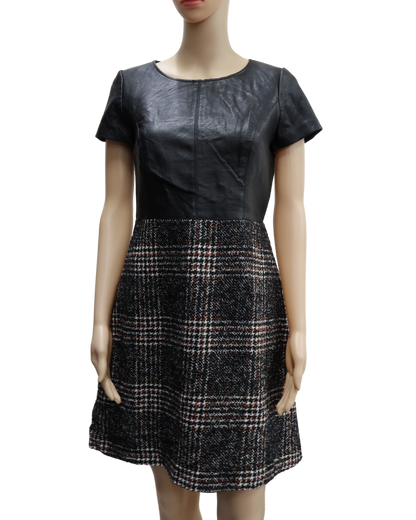 Robe à manches courtes en cuir et en laine - Sinéquanone - L