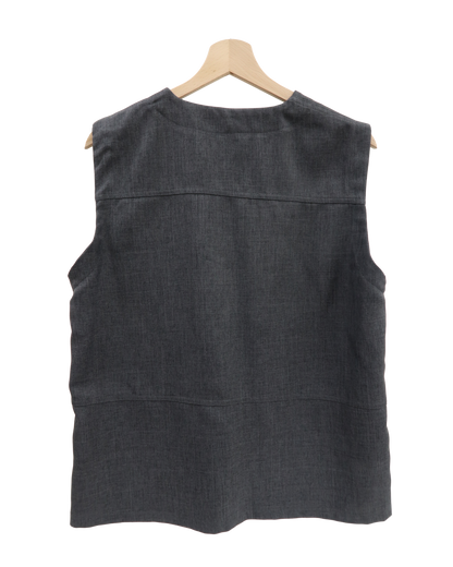 Haut veston gris sans manches oversize - S