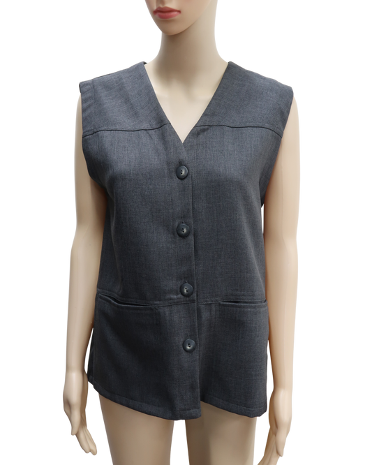 Haut veston gris sans manches oversize - S