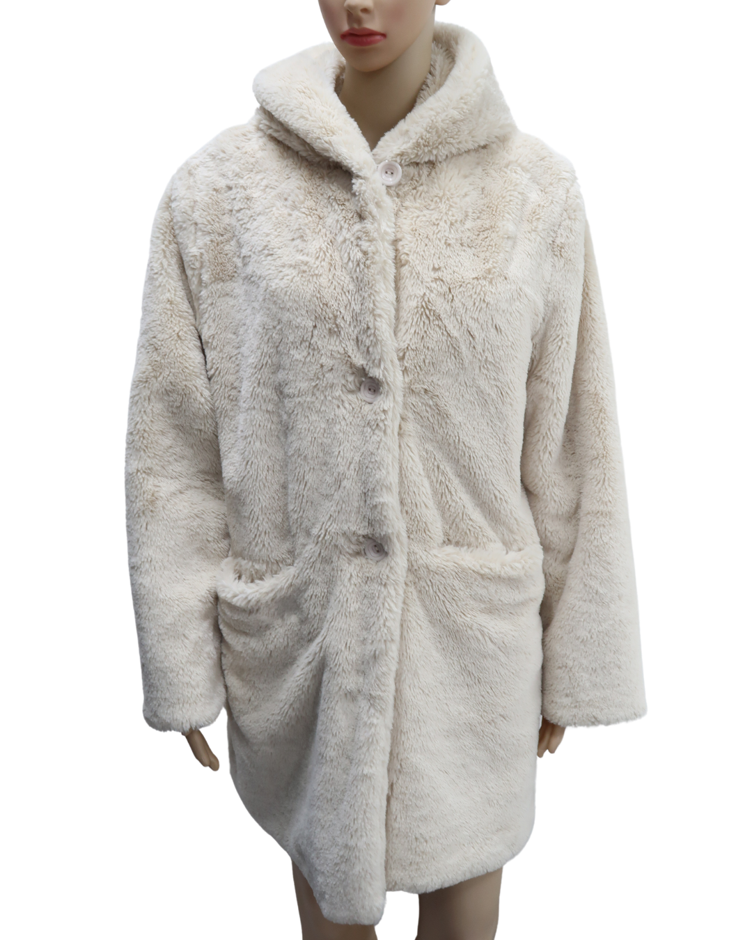 Manteau long en moumoute blanche - M