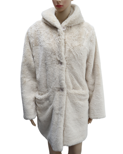 Manteau long en moumoute blanche - M
