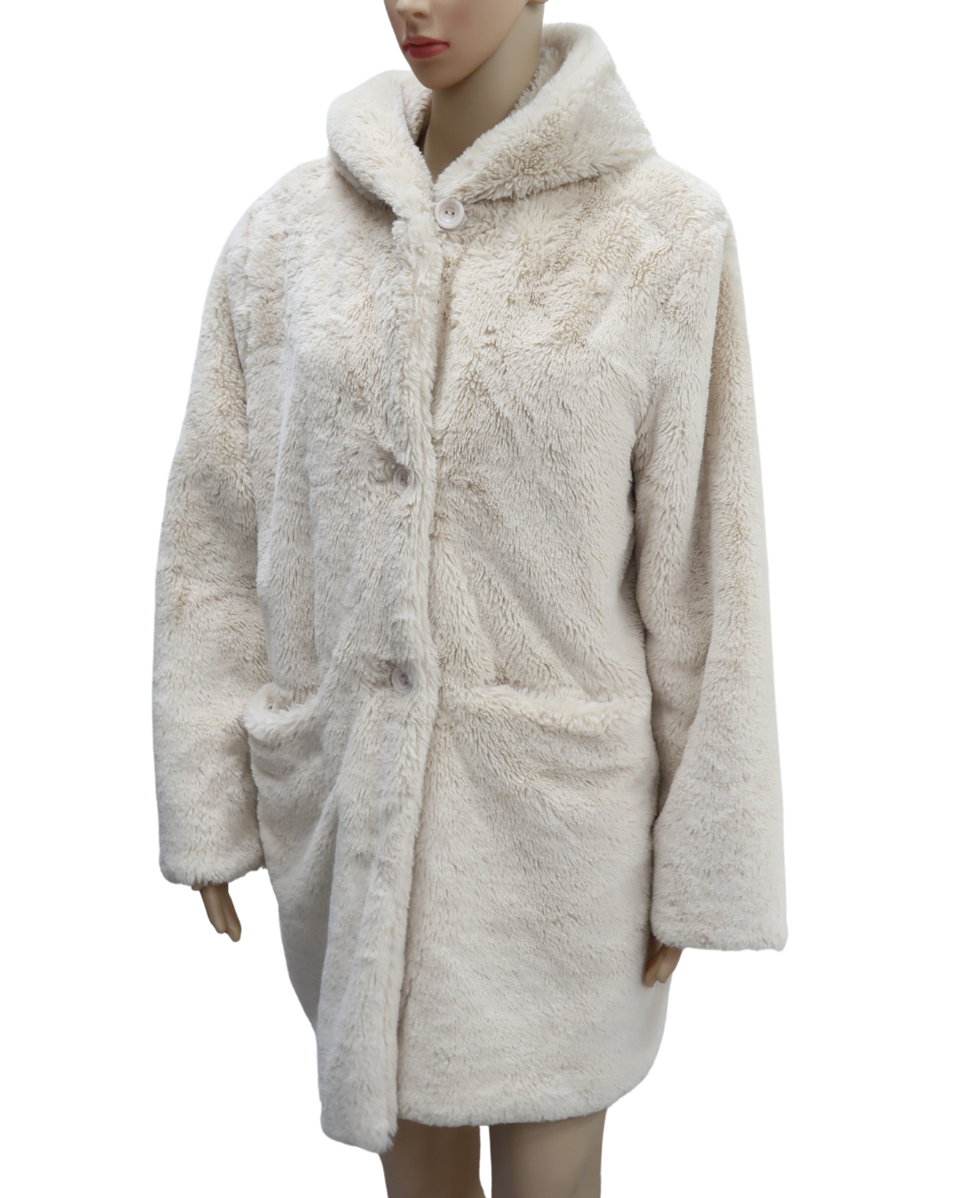 Manteau long en moumoute blanche - M