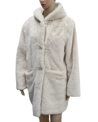 Manteau long en moumoute blanche - M