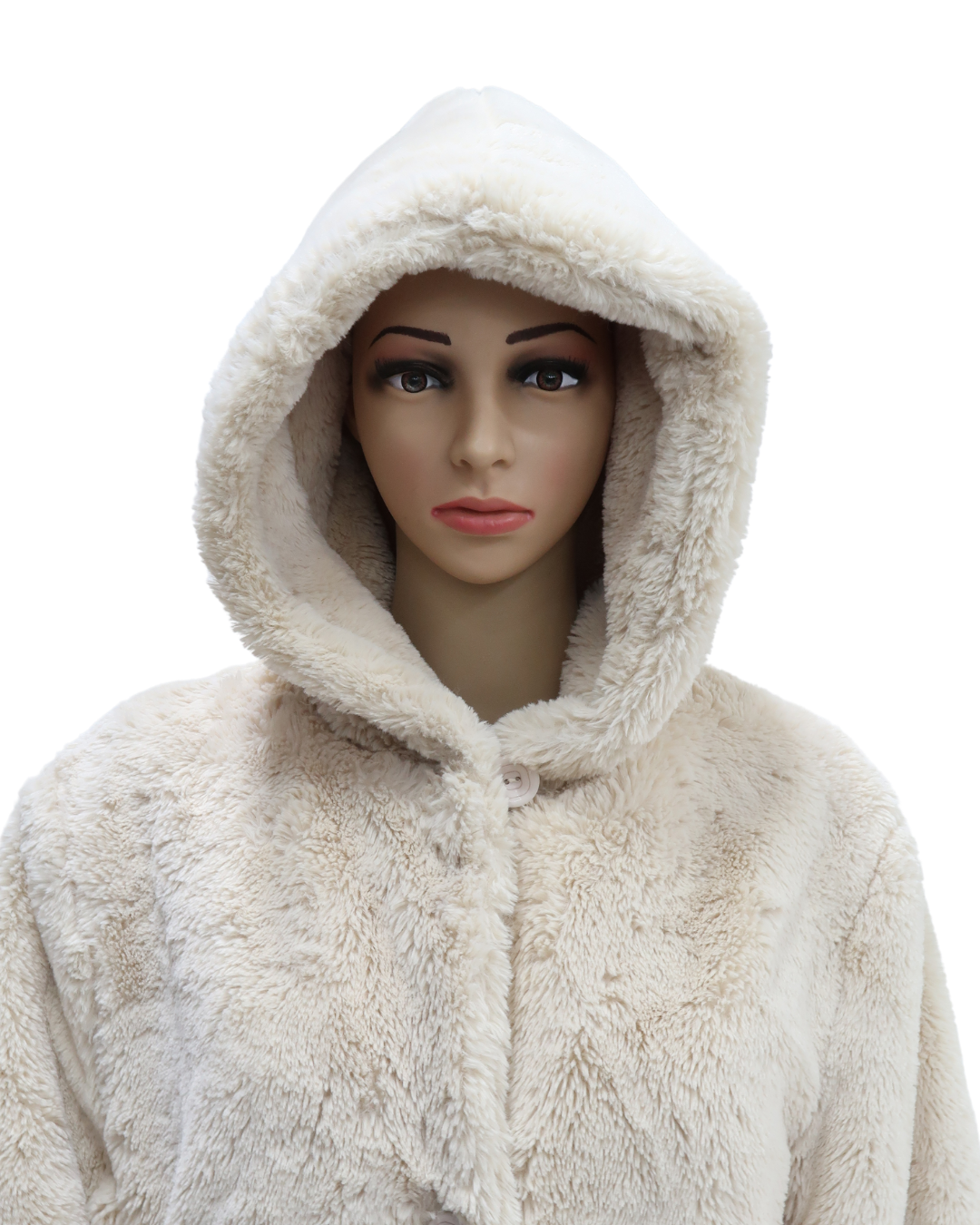 Manteau long en moumoute blanche - M