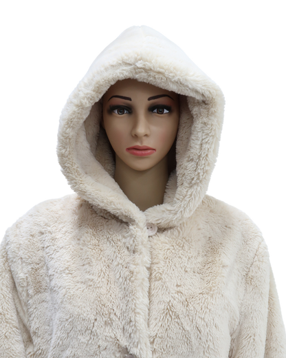 Manteau long en moumoute blanche - M